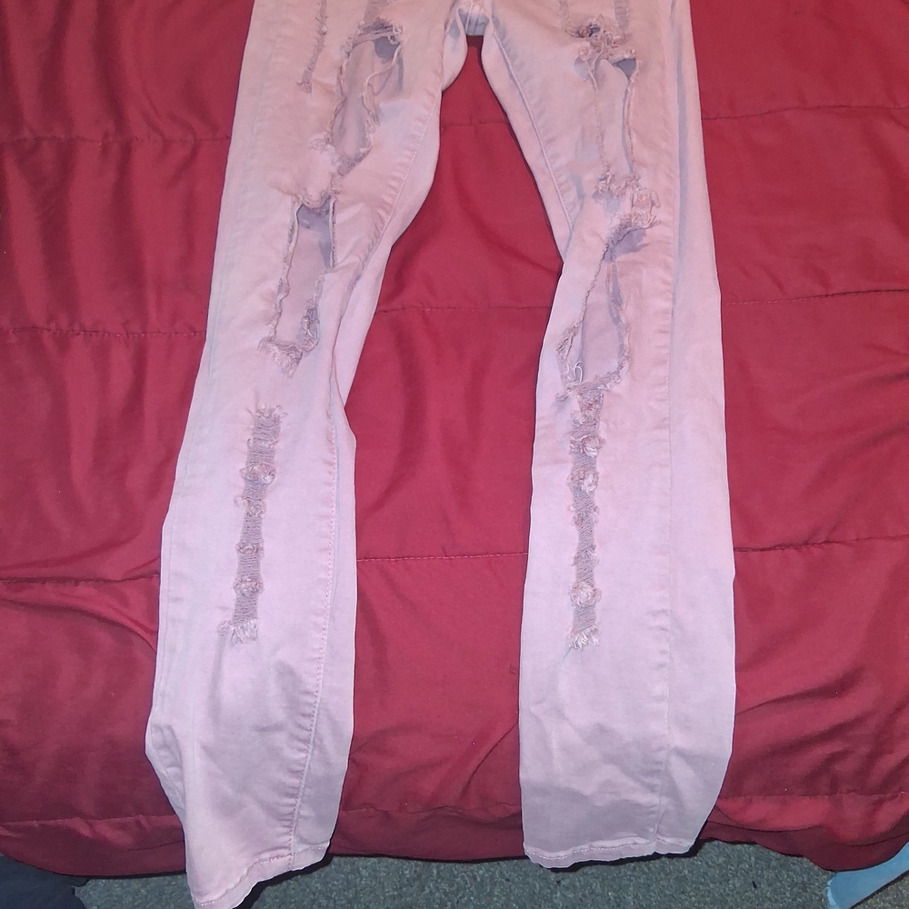 American Bazi Pink Ripped Skinny Jeans